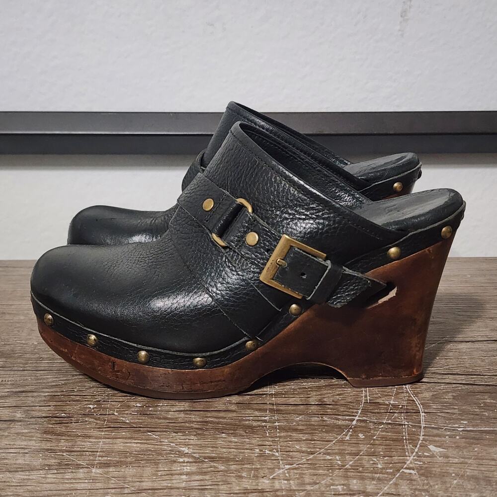 Ugg Natalee Women's Clog Mule Wedge Heels Slip-On Shoes Size 7 Black